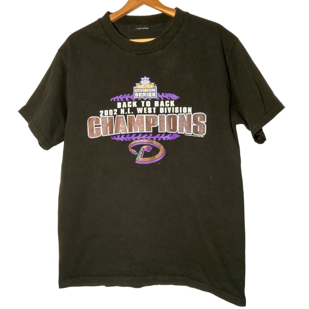 Arizona Diamondbacks T Shirt Men M Black Back to Back 2002 NL West Div Champions